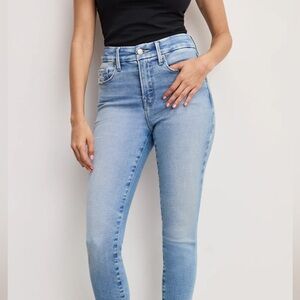 GOOD AMERICAN High Mid Light Blue Skinny Jeans 8 29 Designer Casual Ankle Crop